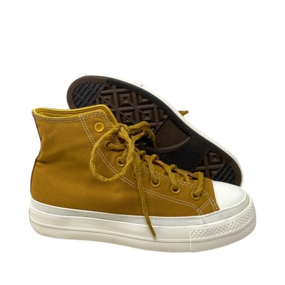 Converse Ctas Lift Platform Sneakers Women's High Top Burnt Honey Casual A04363F - Picture 7 of 10